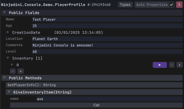 Screenshot of object link